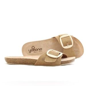 Yokono Tan Suede Buckle Sandals